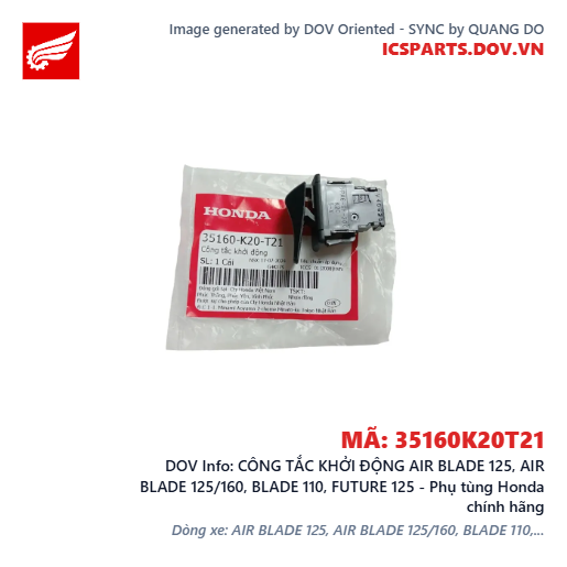 CÔNG TẮC KHỞI ĐỘNG AIR BLADE 125, AIR BLADE 125/160, BLADE 110, FUTURE 125 - Phụ tùng Honda chính hãng