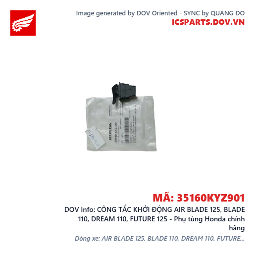 CÔNG TẮC KHỞI ĐỘNG AIR BLADE 125, BLADE 110, DREAM 110, FUTURE 125 - Phụ tùng Honda chính hãng