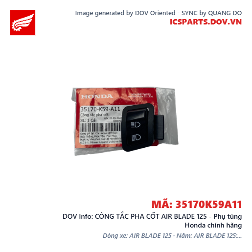 CÔNG TẮC PHA CỐT AIR BLADE 125 - Phụ tùng Honda chính hãng