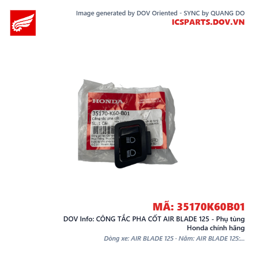 CÔNG TẮC PHA CỐT AIR BLADE 125 - Phụ tùng Honda chính hãng