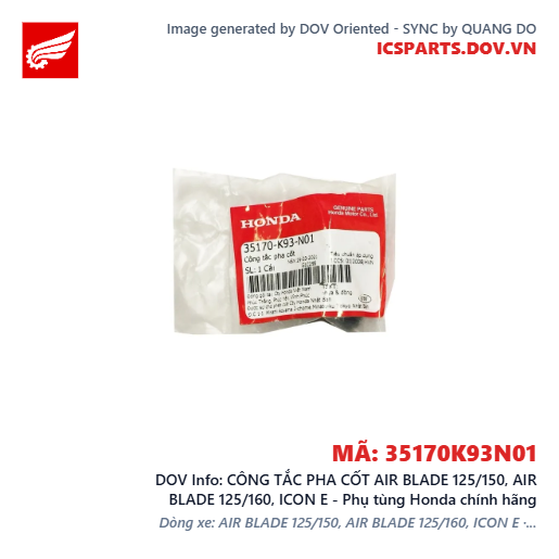 CÔNG TẮC PHA CỐT AIR BLADE 125/150, AIR BLADE 125/160, ICON E - Phụ tùng Honda chính hãng