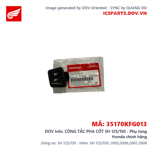 CÔNG TẮC PHA CỐT SH 125/150 - Phụ tùng Honda chính hãng