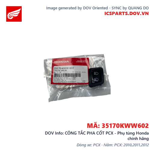 CÔNG TẮC PHA CỐT PCX - Phụ tùng Honda chính hãng