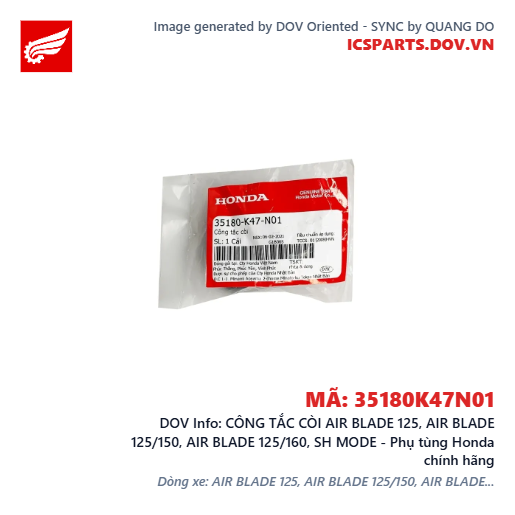 CÔNG TẮC CÒI AIR BLADE 125, AIR BLADE 125/150, AIR BLADE 125/160, SH MODE - Phụ tùng Honda chính hãng