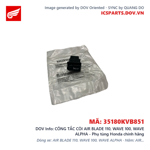 CÔNG TẮC CÒI AIR BLADE 110, WAVE 100, WAVE ALPHA - Phụ tùng Honda chính hãng