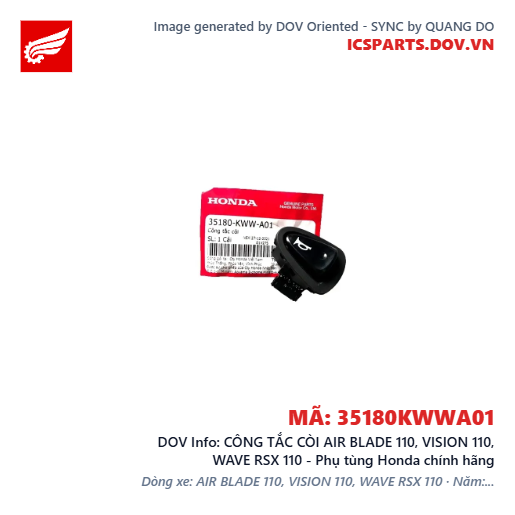 CÔNG TẮC CÒI AIR BLADE 110, VISION 110, WAVE RSX 110 - Phụ tùng Honda chính hãng