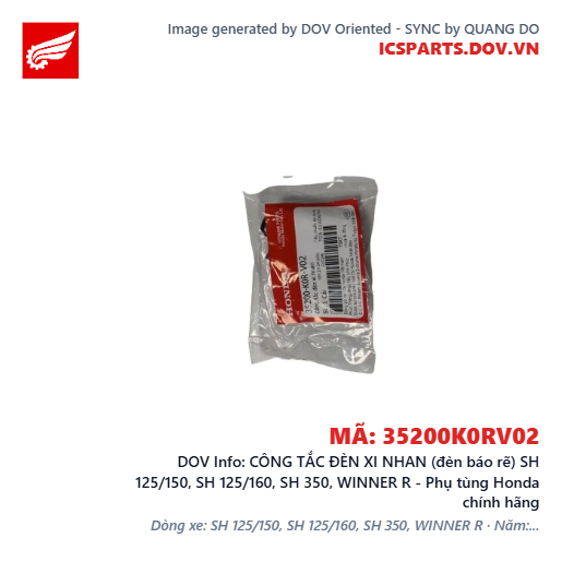 CÔNG TẮC ĐÈN XI NHAN (đèn báo rẽ) SH 125/150, SH 125/160, SH 350, WINNER R - Phụ tùng Honda chính hãng