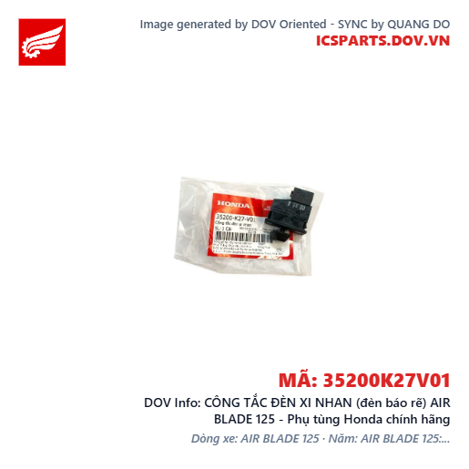 CÔNG TẮC ĐÈN XI NHAN (đèn báo rẽ) AIR BLADE 125 - Phụ tùng Honda chính hãng