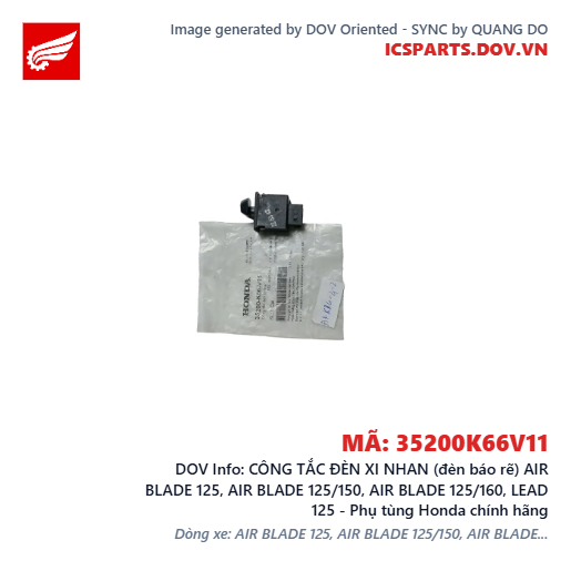 CÔNG TẮC ĐÈN XI NHAN (đèn báo rẽ) AIR BLADE 125, AIR BLADE 125/150, AIR BLADE 125/160, LEAD 125 - Phụ tùng Honda chính hãng