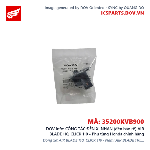 CÔNG TẮC ĐÈN XI NHAN (đèn báo rẽ) AIR BLADE 110, CLICK 110 - Phụ tùng Honda chính hãng