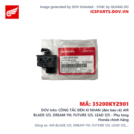 CÔNG TẮC ĐÈN XI NHAN (đèn báo rẽ) AIR BLADE 125, DREAM 110, FUTURE 125, LEAD 125 - Phụ tùng Honda chính hãng