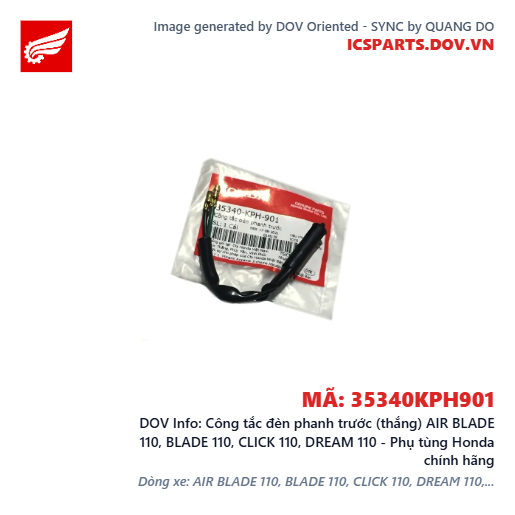 Công tắc đèn phanh trước (thắng) AIR BLADE 110, BLADE 110, CLICK 110, DREAM 110 - Phụ tùng Honda chính hãng