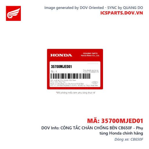 CÔNG TẮC CHÂN CHỐNG BÊN CB650F - Phụ tùng Honda chính hãng