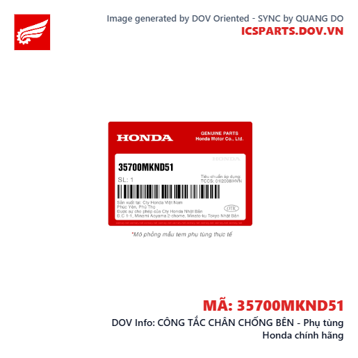 CÔNG TẮC CHÂN CHỐNG BÊN - Phụ tùng Honda chính hãng