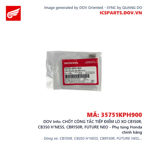 CHỐT CÔNG TẮC TIẾP ĐIỂM LÒ XO CB150R, CB350 H'NESS, CBR150R, FUTURE NEO - Phụ tùng Honda chính hãng