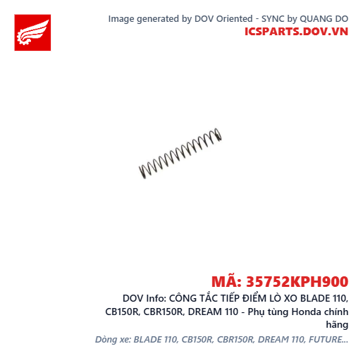 CÔNG TẮC TIẾP ĐIỂM LÒ XO BLADE 110, CB150R, CBR150R, DREAM 110 - Phụ tùng Honda chính hãng