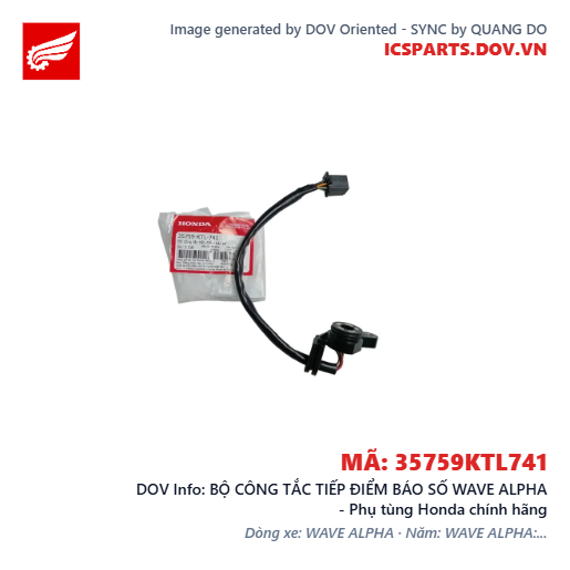 BỘ CÔNG TẮC TIẾP ĐIỂM BÁO SỐ WAVE ALPHA - Phụ tùng Honda chính hãng