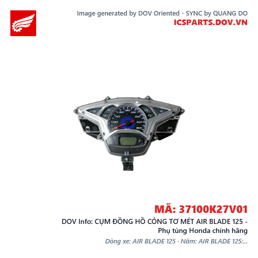 CỤM ĐỒNG HỒ CÔNG TƠ MÉT AIR BLADE 125 - Phụ tùng Honda chính hãng
