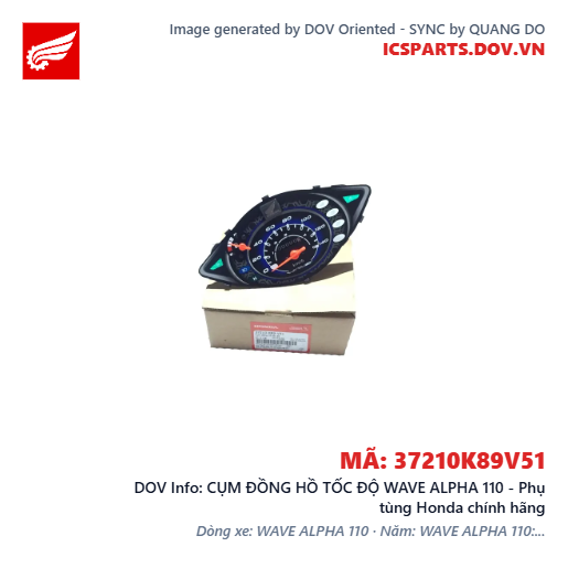 CỤM ĐỒNG HỒ TỐC ĐỘ WAVE ALPHA 110 - Phụ tùng Honda chính hãng