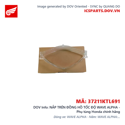NẮP TRÊN ĐỒNG HỒ TỐC ĐỘ WAVE ALPHA - Phụ tùng Honda chính hãng