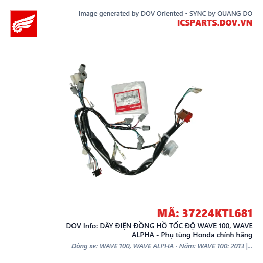 DÂY ĐIỆN ĐỒNG HỒ TỐC ĐỘ WAVE 100, WAVE ALPHA - Phụ tùng Honda chính hãng