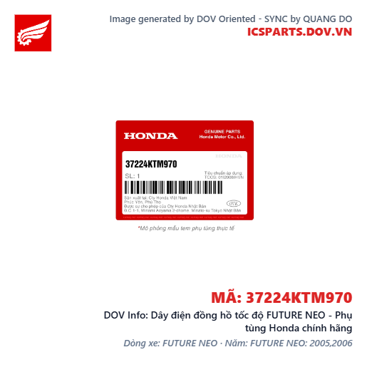 Dây điện đồng hồ tốc độ FUTURE NEO - Phụ tùng Honda chính hãng