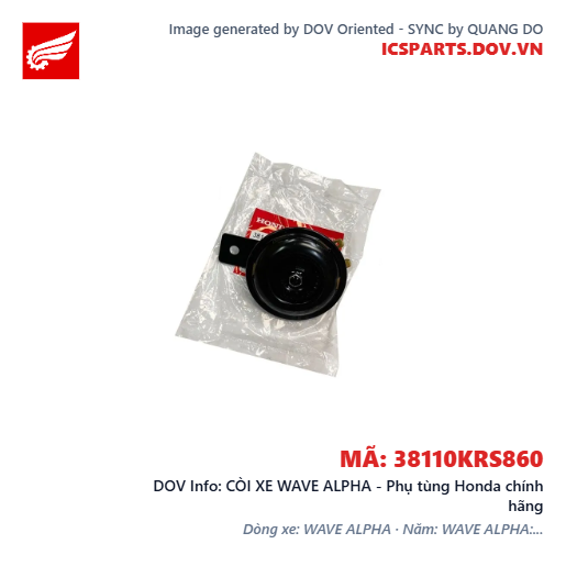 CÒI XE WAVE ALPHA - Phụ tùng Honda chính hãng