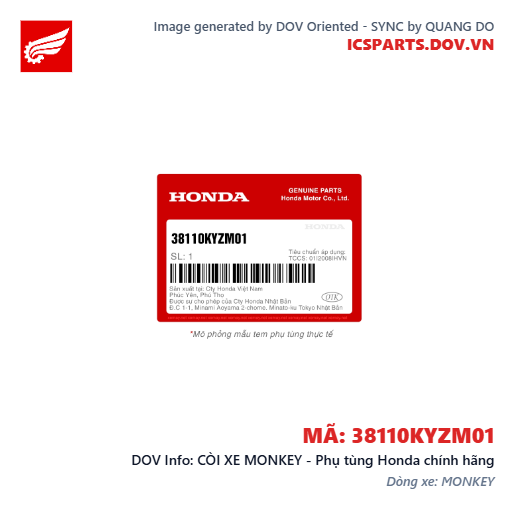 CÒI XE MONKEY - Phụ tùng Honda chính hãng