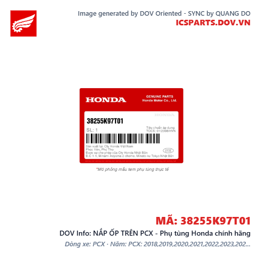 NẮP ỐP TRÊN PCX - Phụ tùng Honda chính hãng