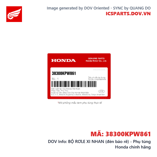 BỘ RƠLE XI NHAN (đèn báo rẽ) - Phụ tùng Honda chính hãng