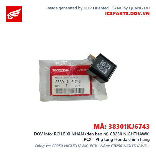 RƠ LE XI NHAN (đèn báo rẽ) CB250 NIGHTHAWK, PCX - Phụ tùng Honda chính hãng