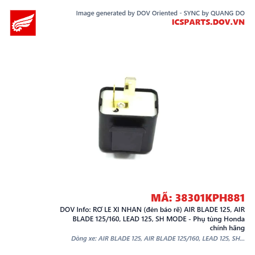 RƠ LE XI NHAN (đèn báo rẽ) AIR BLADE 125, AIR BLADE 125/160, LEAD 125, SH MODE - Phụ tùng Honda chính hãng