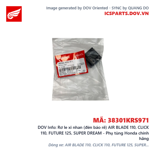 Rơ le xi nhan (đèn báo rẽ) AIR BLADE 110, CLICK 110, FUTURE 125, SUPER DREAM - Phụ tùng Honda chính hãng