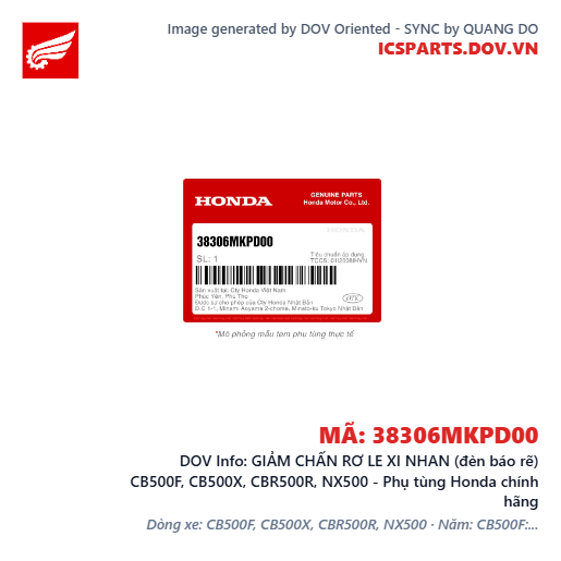 GIẢM CHẤN RƠ LE XI NHAN (đèn báo rẽ) CB500F, CB500X, CBR500R, NX500 - Phụ tùng Honda chính hãng