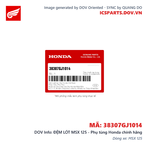 ĐỆM LÓT MSX 125 - Phụ tùng Honda chính hãng