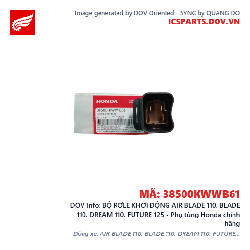 BỘ RƠLE KHỞI ĐỘNG AIR BLADE 110, BLADE 110, DREAM 110, FUTURE 125 - Phụ tùng Honda chính hãng