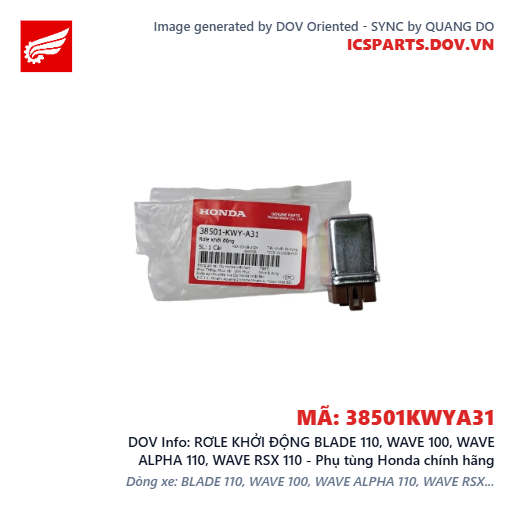 RƠLE KHỞI ĐỘNG BLADE 110, WAVE 100, WAVE ALPHA 110, WAVE RSX 110 - Phụ tùng Honda chính hãng