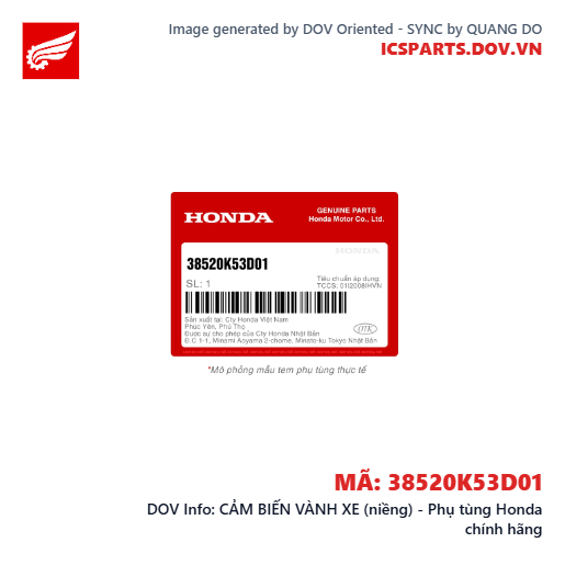 CẢM BIẾN VÀNH XE (niềng) - Phụ tùng Honda chính hãng