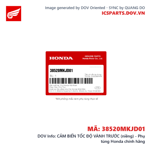 CẢM BIẾN TỐC ĐỘ VÀNH TRƯỚC (niềng) - Phụ tùng Honda chính hãng