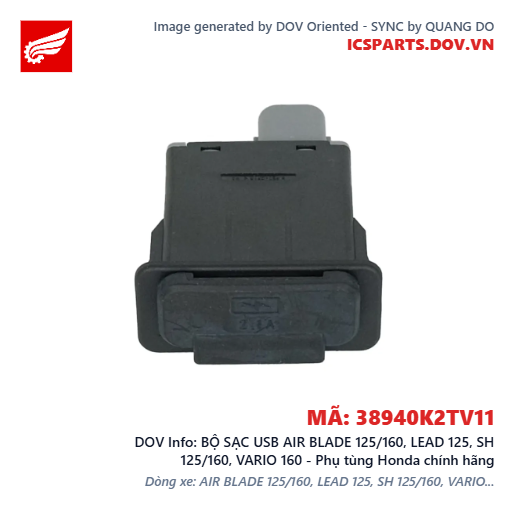 BỘ SẠC USB AIR BLADE 125/160, LEAD 125, SH 125/160, VARIO 160 - Phụ tùng Honda chính hãng