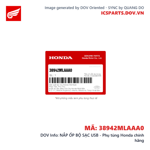 NẮP ỐP BỘ SẠC USB - Phụ tùng Honda chính hãng