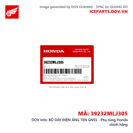 BỘ DÂY ĐIỆN ĂNG TEN GNSS - Phụ tùng Honda chính hãng