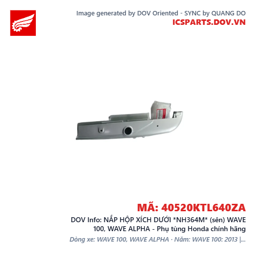 NẮP HỘP XÍCH DƯỚI *NH364M* (sên) WAVE 100, WAVE ALPHA - Phụ tùng Honda chính hãng