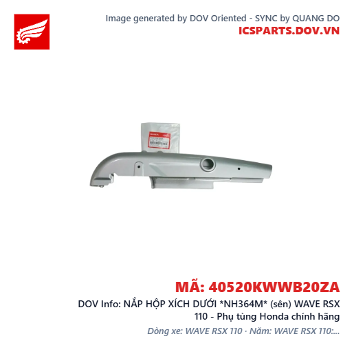 NẮP HỘP XÍCH DƯỚI *NH364M* (sên) WAVE RSX 110 - Phụ tùng Honda chính hãng