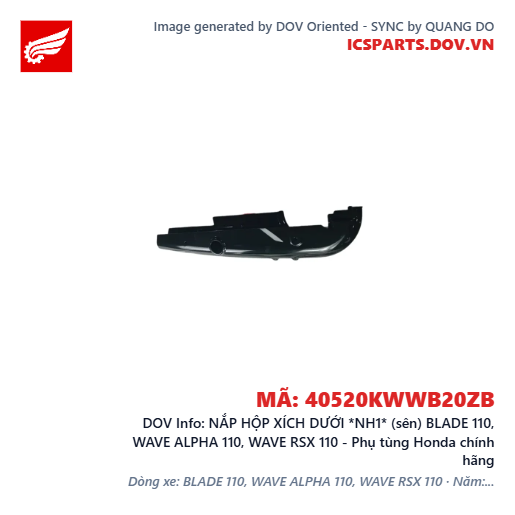NẮP HỘP XÍCH DƯỚI *NH1* (sên) BLADE 110, WAVE ALPHA 110, WAVE RSX 110 - Phụ tùng Honda chính hãng