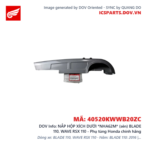 NẮP HỘP XÍCH DƯỚI *NHA62M* (sên) BLADE 110, WAVE RSX 110 - Phụ tùng Honda chính hãng