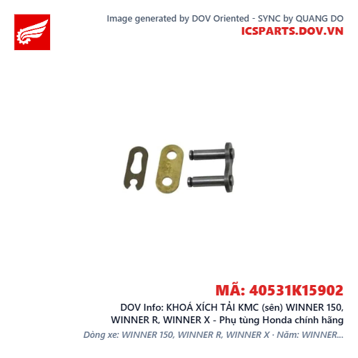 KHOÁ XÍCH TẢI KMC (sên) WINNER 150, WINNER R, WINNER X - Phụ tùng Honda chính hãng