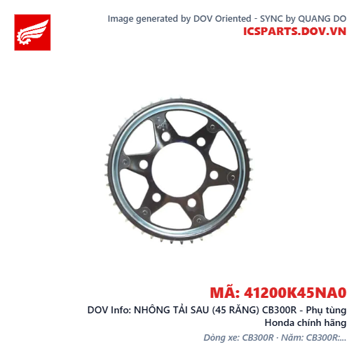 NHÔNG TẢI SAU (45 RĂNG) CB300R - Phụ tùng Honda chính hãng