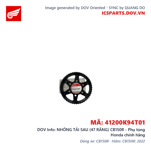 NHÔNG TẢI SAU (47 RĂNG) CB150R - Phụ tùng Honda chính hãng