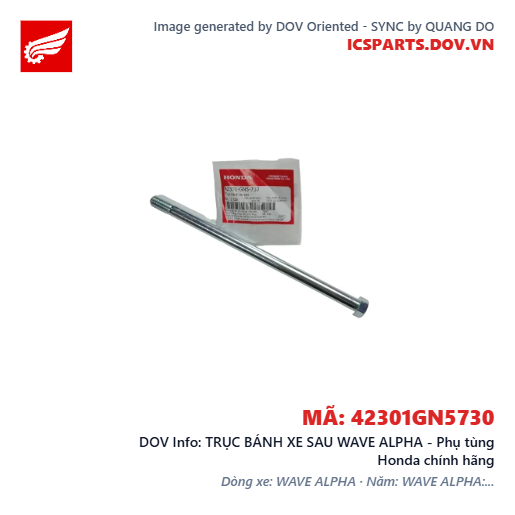 TRỤC BÁNH XE SAU WAVE ALPHA - Phụ tùng Honda chính hãng